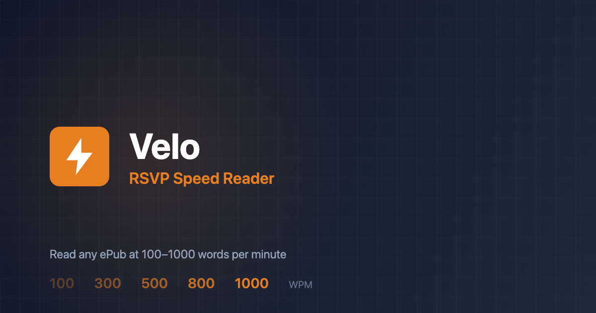 Velo — RSVP Speed Reader